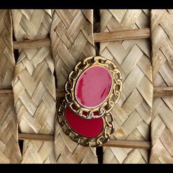 Red & Gold Stud Earrings - Picture 5 of 9